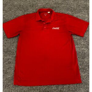 Coca Cola Polo‎ Shirt Mens Medium Red Logo Employee Uniform Short Sleeve Golf